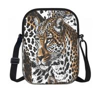 Entemne Petit sac à bandoulière Forest King Tiger - Léger - Imperméable - Petit sac à main à bandoulière avec 3 poches et sangle réglable pour homme et femme - Usage quotidien, Cool Animal Léopard