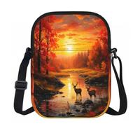 Entemne Petit sac à bandoulière léger avec 3 poches et sangle réglable pour téléphone, motif flore, papillon, imperméable, pour homme et femme, usage quotidien