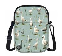 Entemne Petit sac à bandoulière noir lapin d'hiver léger pour téléphone, sac à main imperméable avec 3 poches et sangle réglable pour homme et femme, usage quotidien, Motif canard de la ferme, Taille