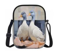 Entemne Petit sac à bandoulière noir lapin d'hiver léger pour téléphone, sac à main imperméable avec 3 poches et sangle réglable pour homme et femme, usage quotidien, Peinture d'art drôle canard gris