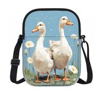 Entemne Petit sac à bandoulière noir lapin d'hiver léger pour téléphone, sac à main imperméable avec 3 poches et sangle réglable pour homme et femme, usage quotidien, White Duck Farm Aniaml, Taille
