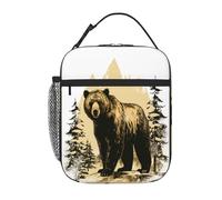 Entemne Petit sac à déjeuner isotherme avec ours de la forêt et de la faune sauvage pour enfants, hommes et femmes, petit sac fourre-tout isotherme, étanche, étanche, pour le travail, le pique-nique