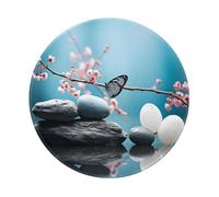 Entemne Petit tapis de souris rond avec base en caoutchouc antidérapant et motif fleur zen, 20 cm, tapis de souris d'ordinateur portable lavable pour bureau, ordinateur portable, jeu, cadeau, 1 pièce