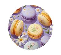 Entemne Petit tapis de souris rond avec base en caoutchouc antidérapant Macron Dessert 20 cm Tapis de souris d'ordinateur portable lavable Tapis de bureau pour ordinateur portable Gaming Cadeau 1