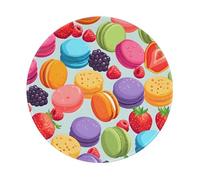 Entemne Petit tapis de souris rond avec base en caoutchouc antidérapant - Motif fruits et fruits macron colorés - 20 cm - Tapis de souris portable et lavable - Pour bureau, ordinateur portable, jeu