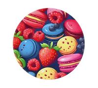 Entemne Petit tapis de souris rond coloré Macron Desserts Baies Base en caoutchouc antidérapant Tapis de souris 20 cm Tapis de souris d'ordinateur portable lavable Tapis de bureau pour ordinateur