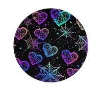 Entemne Petit tapis de souris rond ombré violet araignée marié cœurs base en caoutchouc antidérapant 20 cm tapis de souris d'ordinateur portable lavable tapis de bureau pour bureau ordinateur portable