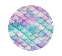 Entemne Petit tapis de souris rond rose bleu motif écailles de sirène ombré base en caoutchouc antidérapant 20 cm tapis de souris d'ordinateur portable lavable tapis de bureau pour ordinateur portable