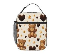 Entemne Sac à déjeuner isotherme pour enfants, hommes et femmes, motif ours et étoiles, petit sac isotherme résistant à l'eau et aux fuites, pour le travail, le pique-nique, l'école