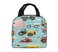 Entemne Sac à déjeuner isotherme pour homme, femme, enfant, motif véhicules de chantier, petit sac isotherme et étanche pour le travail, le pique-nique, l'école