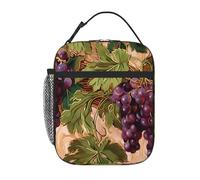 Entemne Sac à déjeuner vintage motif raisin pour enfants, hommes et femmes, petit sac isotherme résistant à l'eau et aux fuites, pour le travail, le pique-nique, l'école