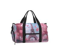 Entemne Sac de sport avec compartiment à chaussures pour homme et femme - Léger et résistant à l'eau, Arbres Tour Eiffel Rose Paris, 45x23x25cm, Classique