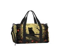 Entemne Sac de sport avec compartiment à chaussures pour homme et femme - Léger et résistant à l'eau, Black Cat Bats Moon, 45x23x25cm, Classique