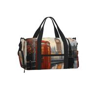 Entemne Sac de sport avec compartiment à chaussures - Tour Eiffel - Léger et résistant à l'eau - Pour le w nd ou la nuit, Cabine téléphonique London Big Ben, 45x23x25cm, Classique
