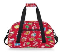 Entemne Sac de sport coloré pour enfants, motif canne à sucre d'orge, houx, baie, imperméable, sac de sport, sac de voyage léger pour garçons et filles