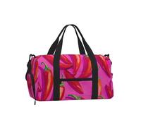 Entemne Sac de sport d'été rose pastèque avec compartiment à chaussures pour femmes et hommes, sac de voyage, léger, résistant à l'eau, bagage à main de w nd, Piment rouge, 45x23x25cm, Classique