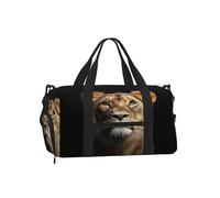 Entemne Sac de sport en forme de papyrus avec compartiment à chaussures pour femme et homme - Léger et résistant à l'eau - Pour le w nd ou la nuit, Art du lion d'Afrique, 45x23x25cm, Classique
