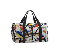 Entemne Sac de sport en forme de papyrus avec compartiment à chaussures pour femme et homme - Léger et résistant à l'eau - Pour le w nd ou la nuit, Oiseaux colorés abstrait, 45x23x25cm, Classique