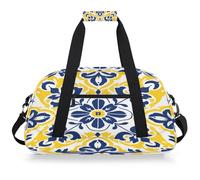 Entemne Sac de sport léger pour enfants - Motif carreaux marocains bleus et jaunes - Résistant à l'eau - Sac de sport de voyage léger pour garçons et filles