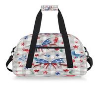 Entemne Sac de sport léger pour enfants, motif drapeau des États-Unis, papillons rouges et bleus, résistant à l'eau, sac de sport, sac de voyage pour garçons et filles