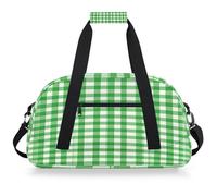 Entemne Sac de sport léger pour enfants, motif grille de buffle vert clair, résistant à l'eau, sac de sport, sac de voyage léger pour garçons et filles