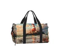 Entemne Sac de sport marron avec compartiment à chaussures pour homme et femme - Léger et résistant à l'eau, Phare de balise nautique, 45x23x25cm, Classique