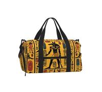 Entemne Sac de sport nautique à rayures avec compartiment à chaussures pour homme et femme - Léger et résistant à l'eau, Hiéroglyphes égyptiens Anubis, 45x23x25cm, Classique