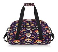 Entemne Sac de sport pour enfants Day of The Dead Floral Sugar Skull - Résistant à l'eau - Sac de sport léger pour garçons et filles