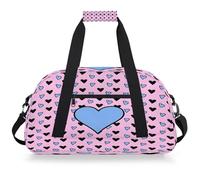 Entemne Sac de sport pour enfants - Motif cœurs noirs et bleus - Résistant à l'eau - Léger - Pour garçons et filles