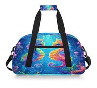 Entemne Sac de sport pour enfants, motif hippocampes arc-en-ciel, méduses sous-marines, résistant à l'eau, sac de sport, sac de voyage léger pour garçons et filles