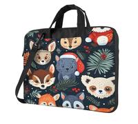 Entemne Sac pour ordinateur portable 13/14/15,6" - Motif animal - Lapin, ours, loup, renard - Pour homme et femme - Léger et résistant à l'eau - Sac à bandoulière, multicolore, 15.6 inch