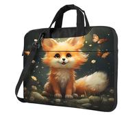 Entemne Sac pour ordinateur portable 13/14/15,6" - Motif animal mignon - Renard et papillon - Pour homme et femme - Léger et résistant à l'eau - Sac à bandoulière, multicolore, 14 inch