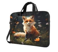 Entemne Sac pour ordinateur portable 13/14/15,6" - Motif animal mignon - Renard floral - Pour homme et femme - Léger et résistant à l'eau - Sac à bandoulière, multicolore, 15.6 inch