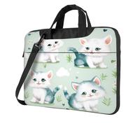 Entemne Sac pour ordinateur portable 13/14/15,6" - Motif chatons mignons - Vert clair - Pour homme et femme - Léger et résistant à l'eau - Sac à bandoulière, multicolore, 13 inch