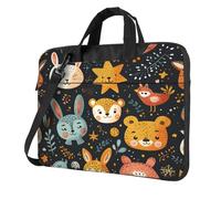 Entemne Sac pour ordinateur portable 13/14/15,6" - Motif lapin et tigre - Léger et résistant à l'eau - Sac à bandoulière, multicolore, 15.6 inch