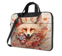Entemne Sac pour ordinateur portable 13/14/15,6 pouces, motif floral, peinture de renard, housse pour ordinateur portable pour homme et femme, léger, résistant à l'eau, sac à bandoulière, multicolore