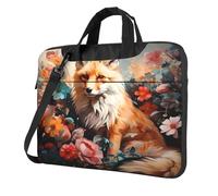 Entemne Sac pour ordinateur portable 13/14/15,6 pouces, motif renard floral, peinture à l'huile, housse pour ordinateur portable, housse pour homme et femme, léger, résistant à l'eau, sac à