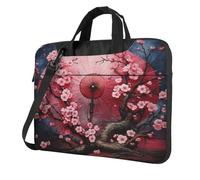 Entemne Sac pour ordinateur portable 13/14/15,6 pouces - Parapluie japonais en fleurs de cerisier - Pour homme et femme - Léger et résistant à l'eau - Sac à bandoulière pour tablette d'ordinateur
