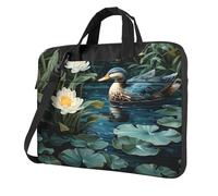 Entemne Sac pour ordinateur portable 13" Aniaml Canard Fleur sauvage Housse pour ordinateur portable pour homme et femme Léger Résistant à l'eau Sac à bandoulière pour tablette d'ordinateur