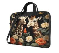 Entemne Sac pour ordinateur portable 13" - Motif floral sauvage et girafe - Pour homme et femme - Léger et résistant à l'eau - Sac à bandoulière, multicolore, 13 inch