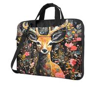 Entemne Sac pour ordinateur portable 13 pouces Sika Cerf Floral Art Peinture Housse pour ordinateur portable Housse pour ordinateur portable pour homme et femme Léger Résistant à l'eau Sac à