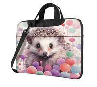 Entemne Sac pour ordinateur portable de 13/14/15,6" avec peinture de hérisson et ballon coloré - Housse pour ordinateur portable - Pour homme et femme - Légère et résistante à l'eau - Sac à