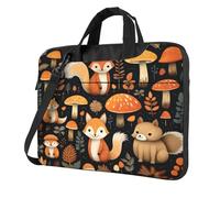 Entemne Sac pour ordinateur portable de 13/14/15,6" - Motif champignon, écureuil, renard - Léger et résistant à l'eau - Sac à bandoulière, multicolore, 14 inch
