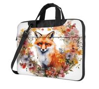 Entemne Sac pour ordinateur portable de 13/14/15,6 pouces - Motif guirlande de fleurs et renard - Pour homme et femme - Léger et résistant à l'eau - Sac à bandoulière, multicolore, 15.6 inch