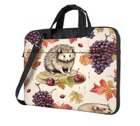 Entemne Sac pour ordinateur portable de 13 pouces - Motif feuilles d'érable d'automne - Motif hérisson mignon - Pour homme et femme - Léger et résistant à l'eau - Sac à bandoulière, multicolore, 14
