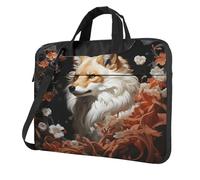 Entemne Sacoche pour ordinateur portable 13/14/15,6" - Blanc froid - Motif renard floral - Pour homme et femme - Légère et résistante à l'eau - Sac à bandoulière, multicolore, 13 inch