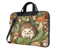 Entemne Sacoche pour ordinateur portable 13/14/15,6" - Motif hérisson et champignon - Légère et résistante à l'eau - Sac à bandoulière, multicolore, 15.6 inch