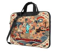 Entemne Sacoche pour ordinateur portable 13/14/15,6" Motif Statue de la Liberté Usa City - Pour homme et femme - Légère et résistante à l'eau - Sac à bandoulière, multicolore, 14 inch