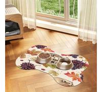 Entemne Tapis d'alimentation absorbant pour chien avec envers en caoutchouc antidérapant 50 x 30 cm - Feuilles d'érable d'automne - Récolte des fruits - Joli hérisson - Tapis d'alimentation pour chat