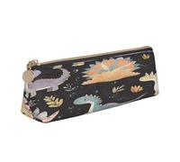 Entemne Trousse à crayons en cuir imperméable pour filles, garçons, enfants, papeterie, petit sac pour fournitures scolaires et bureau, Joli motif dinosaure de dessin animé, 21 x 6 x 6 cm, Organiseur